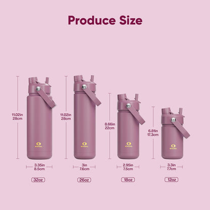 ENCOOL Insulated Water Bottle with Straw Stainless Steel Water Bottle, Leak-Proof, BPA-Free, Double Wall Vacuum Keeps Cold for 24 Hours for Sports, Travel, School (26 oz, Cotton Candy) - Colors D
