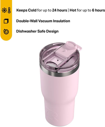 RTIC 20oz Essential Tumbler with Lid, Ceramic Lined, Insulated, Stainless Steel, Metal, Double Wall Vacuum-Insulation, Travel Cup for Iced Coffee, Tea, Hot and Cold Drink, Graphite