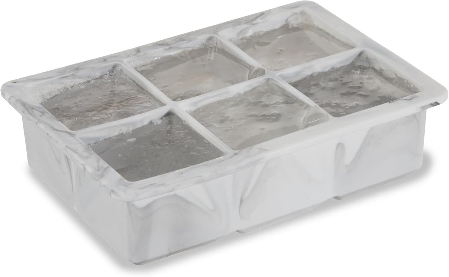 Host Ice Cube Tray, Makes Four 5-Inch Long Cubes, Durable Silicone Trays with Easy Release Design, Perfect for Water Bottles and Highball Glasses, Home Bar Accessories, Set of 1, Marble