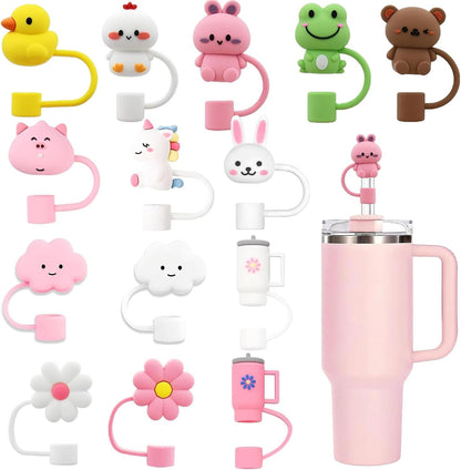 LDKEDKF 11Pcs Straw Cover for Stanley Cup, Silicone Straw Topper for Stanley Cup 30&40oz with Tumblers, 10mm 0.4in Lid Accessories (Reusable)