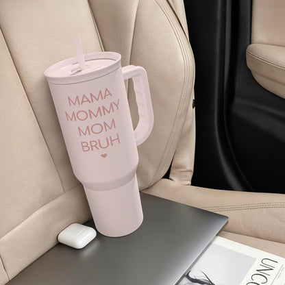 Floral Tumbler with Handle 40oz, Stainless Steel Insulated Tumblers Coffee Travel Mug Cup with Straw, Flower Coffee Cup Gifts for Women Girls, Gift for Her on Christmas Birthday Mothers Day
