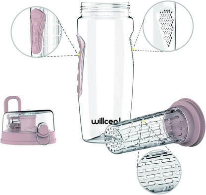 Fruit Infuser Water Bottle 32oz- Durable, Large - BPA Free Tritan, Flip Lid, Leak Proof Design - Sports, Camping