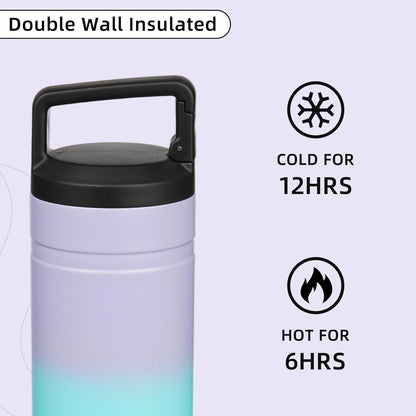 BJPKPK Insulated Water Bottle with 2 Lids,20 oz Double Wall Stainless Steel Vacuum Tumbler Travel Coffee Mug,Wide Mouth Thermal Cup,Haze Blue
