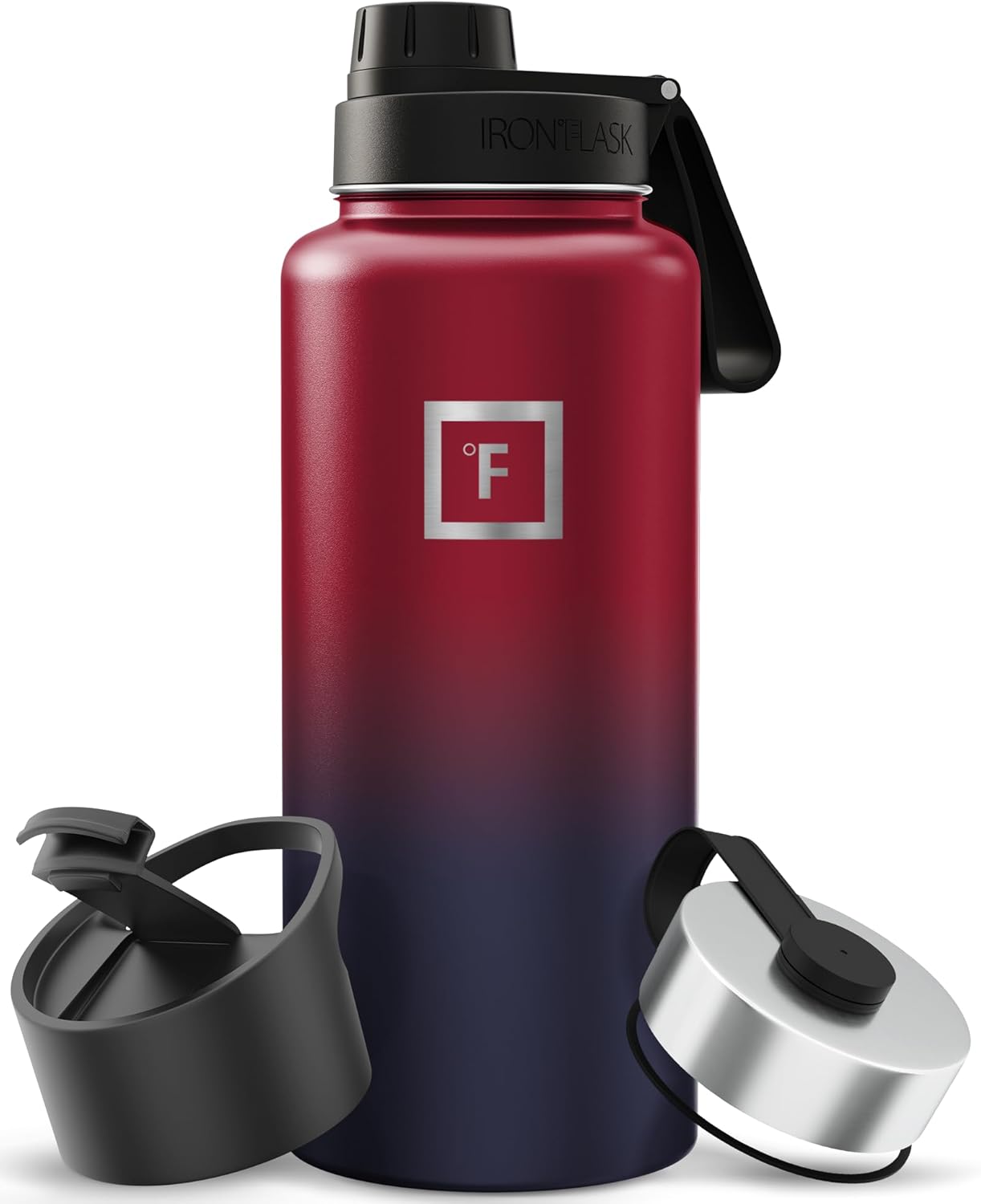 IRON °FLASK Camping & Hiking Hydration Flask with Straw, Wide Mouth Insulated Stainless Steel Sports Water Bottle - 22 oz Aurora