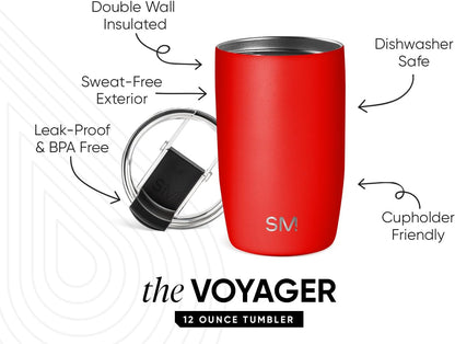 Simple Modern Voyager Tumbler with Flip Lid | Travel Coffee Mug | Insulated Stainless Steel Cold Brew Iced or Hot Coffee Cup | Gifts for Women Men Her Him | 16oz, Almond Birch