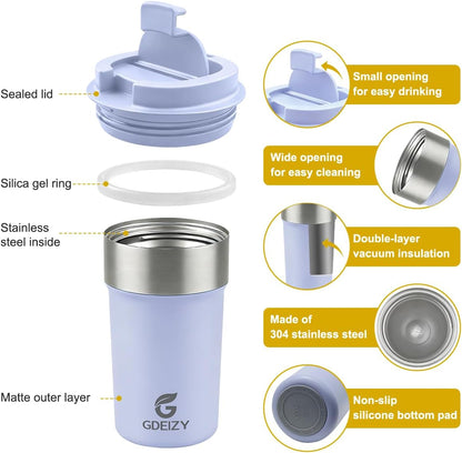 17oz Double Wall Stainless Steel Vacuum Insulated Travel Mug, Spill-Proof & Leak-Proof Coffee Mug, BPA-Free Reusable Coffee Cup for Hot & Cold Drinks, Black (Black)