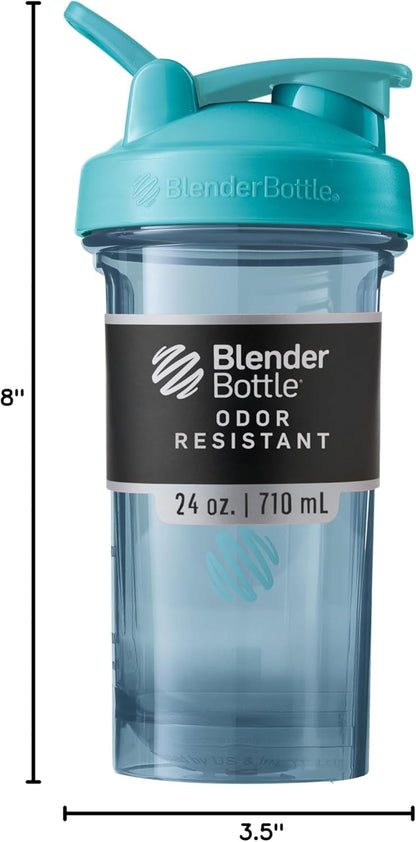 BlenderBottle Shaker Bottle Pro Series Perfect for Protein Shakes and Pre Workout, 24-Ounce, Black