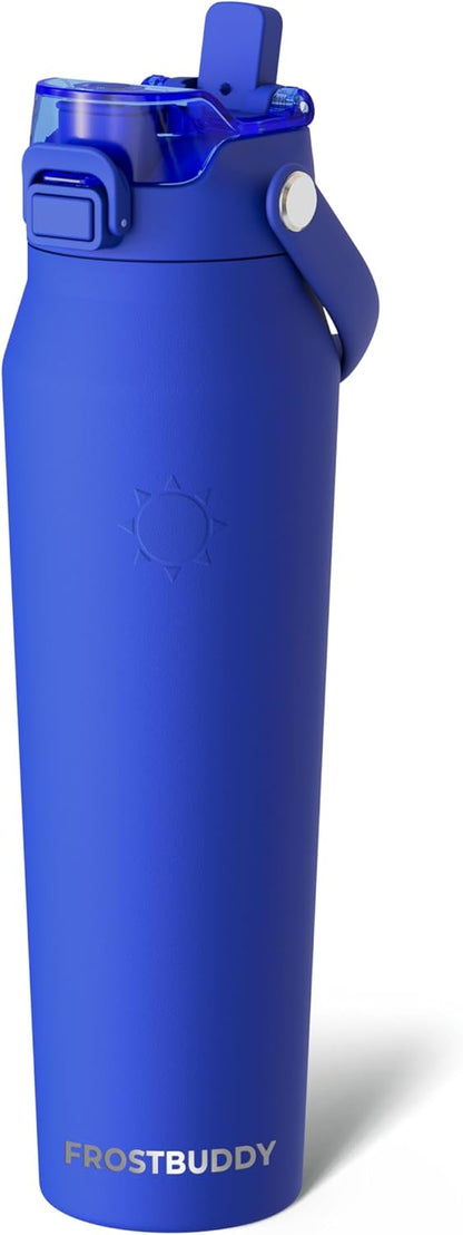 Frost Buddy 24oz Insulated Water Bottle with Straw & Chug Lid | Leak-Proof Stainless Steel | 24-Hours Cold | Sweat-Proof, Cup Holder Friendly | Ideal for Gym, Travel, Sports & Everyday Hydration - Colors A