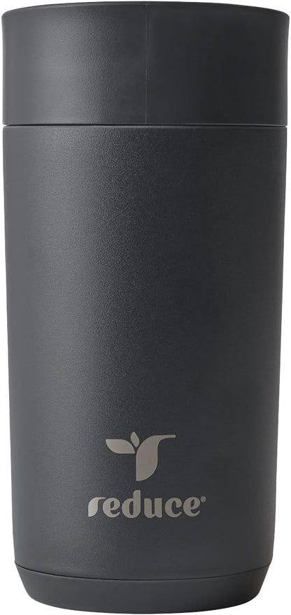 REDUCE Perk 10oz Insulated Coffee Tumbler – Leak-Proof with Lockable Lid and Vacuum Insulation–Durable Stainless Steel–Fits Car Cup Holders–One-Handed Travel Mug in Sand Leopard Print-Gentle Lavender