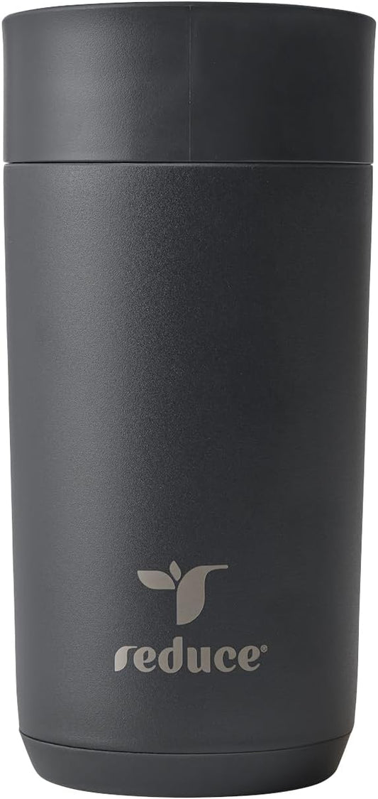 REDUCE Perk 10oz Insulated Coffee Tumbler – Leak-Proof with Lockable Lid and Vacuum Insulation–Durable Stainless Steel–Fits Car Cup Holders–One-Handed Travel Mug in Sand Leopard Print-Gentle Lavender