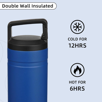 BJPKPK Insulated Water Bottle with 2 Lids,20 oz Double Wall Stainless Steel Vacuum Tumbler Travel Coffee Mug,Wide Mouth Thermal Cup,Haze Blue