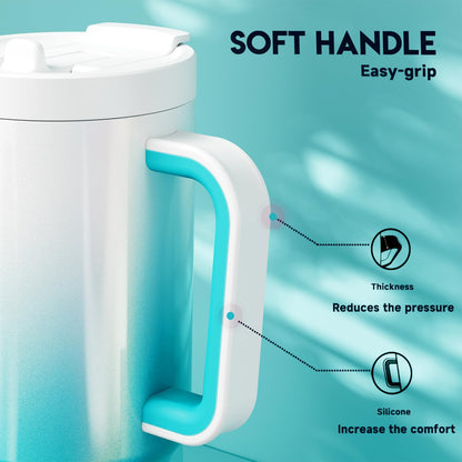 Meoky 32 oz Tumbler with Handle and Flip Straw, 100% Leakproof Tumbler with Lid and Straw, Stainless Steel Insulated Cup, Cupholder Friendly, Keeps Cold for 24 Hours (Night)