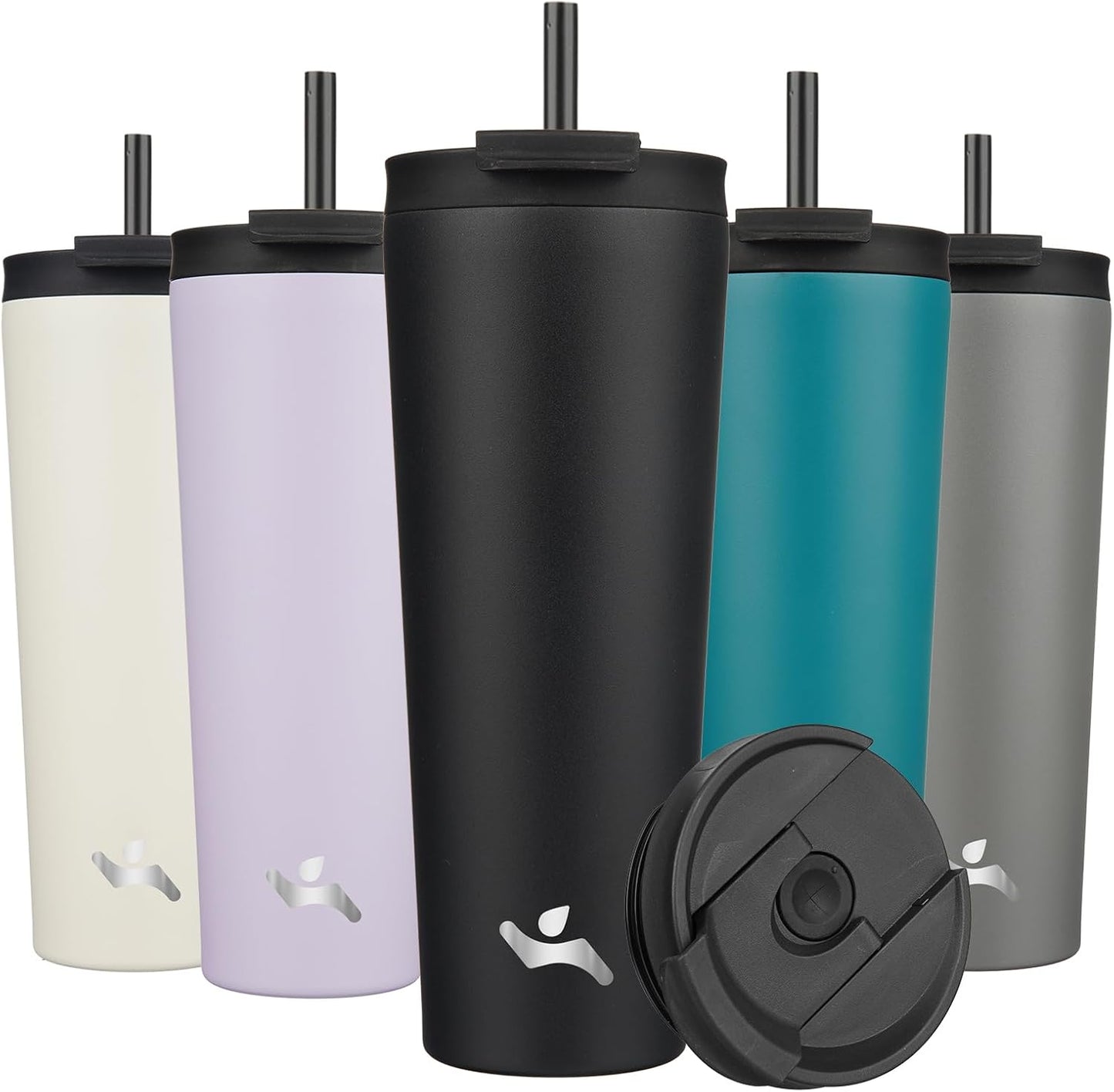 Konokyo 30 OZ Insulated Tumbler with Lid and 2 Straws Stainless Steel Water Bottle Vacuum Travel Mug Coffee Cup,Pastel Sunset