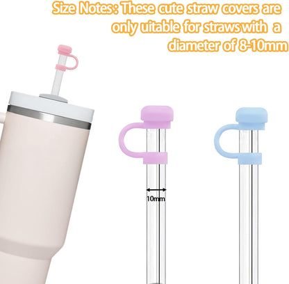 LDKEDKF 11Pcs Straw Cover for Stanley Cup, Silicone Straw Topper for Stanley Cup 30&40oz with Tumblers, 10mm 0.4in Lid Accessories (Reusable)