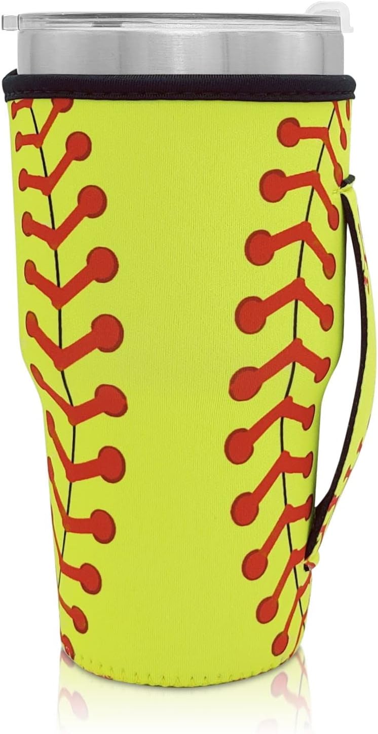 Reusable Iced Coffee Cup Sleeve Neoprene Insulated Sleeves Cup Holder with handle Idea for 30oz - 32oz Tumbler Cups, Protein Shake Bottles(Only Cup Sleeves), Black - Colors A