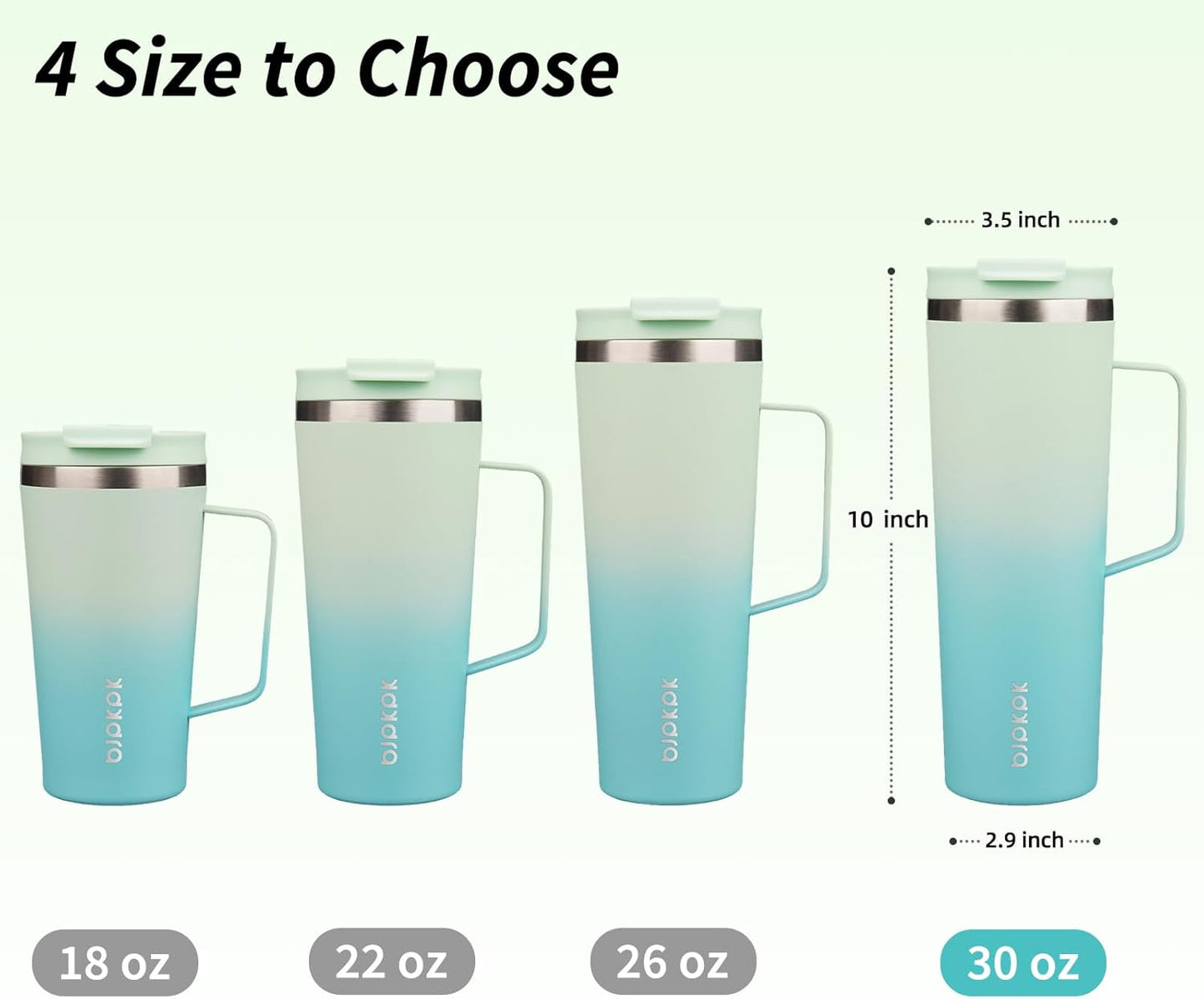 BJPKPK Insulated Tumbler with Handle, 18oz Insulated Tumblers with Lid and Straw, Stainless Steel Metal Water Bottles, Coffee Travel Mugs, Cups, Marshmallow
