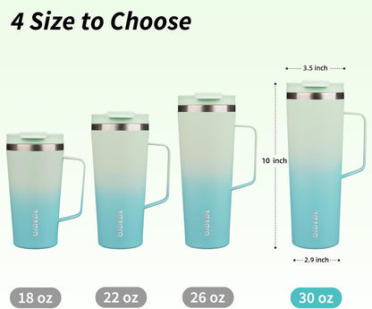 BJPKPK Insulated Tumbler with Handle, 18oz Insulated Tumblers with Lid and Straw, Stainless Steel Metal Water Bottles, Coffee Travel Mugs, Cups, Marshmallow