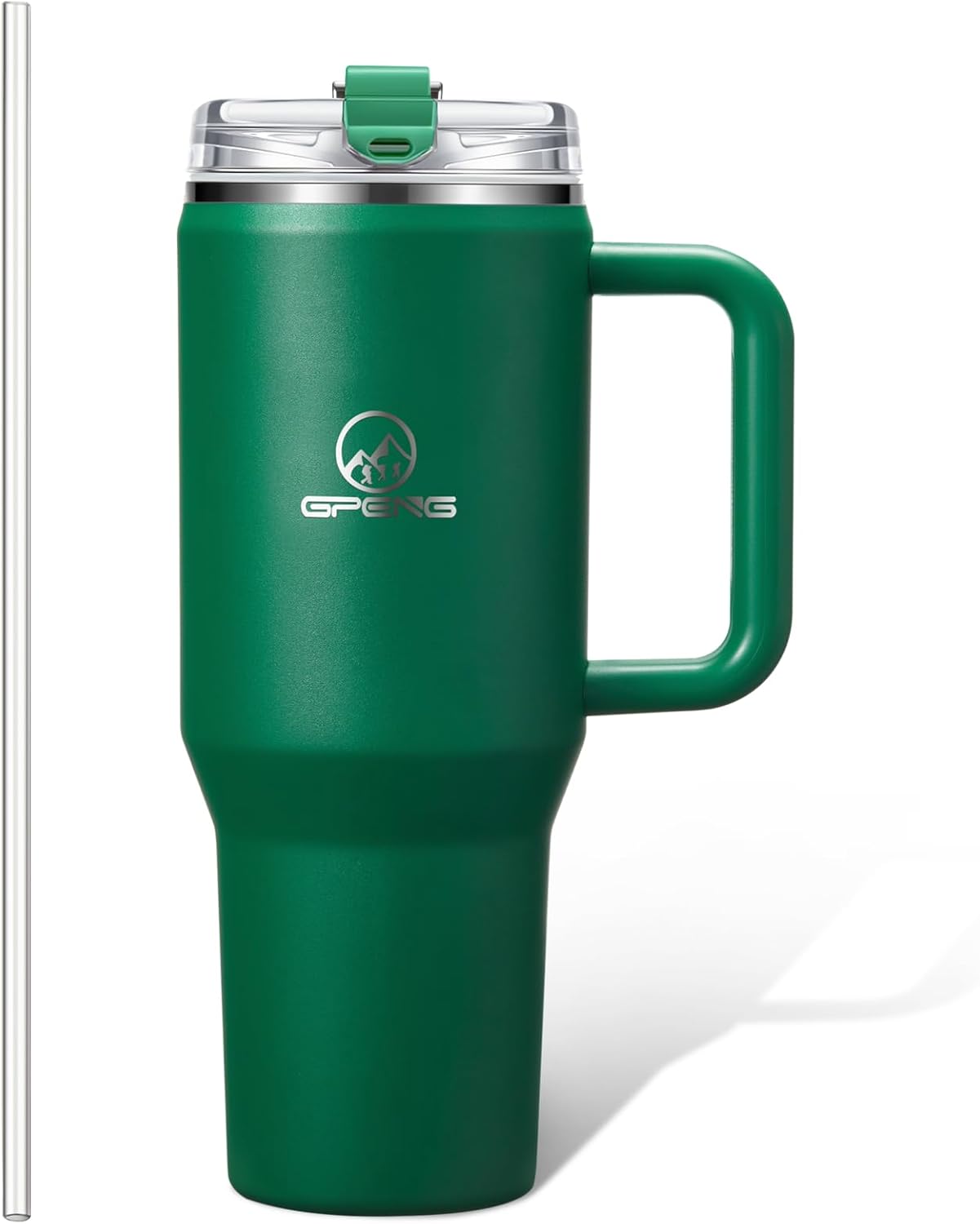 Gpeng 30/40/50 oz Tumbler with Handle, Water Bottles with Straw Lid, Insulated Stainless Steel Travel Mug Cup Holder Friendly, Keep Drinks Cold or Hot for Hours (LightGrey, 50 oz)