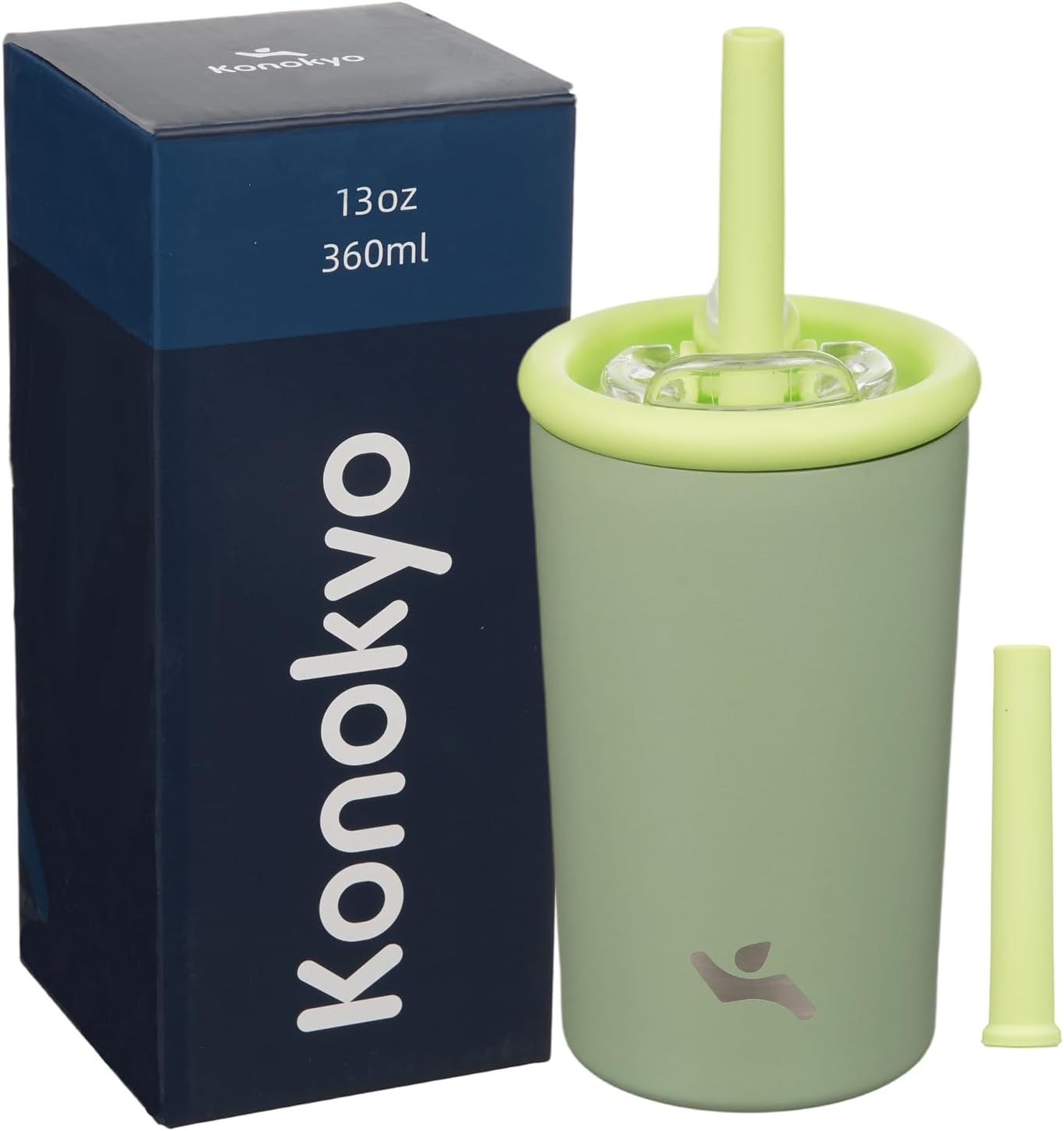 Konokyo 25oz Insulated Tumbler with Lid and Straw, Reusable Iced Coffee Cup with Lid, Travel Coffee Mug, BPA-Free, Leak-Proof and Durable, Oasis