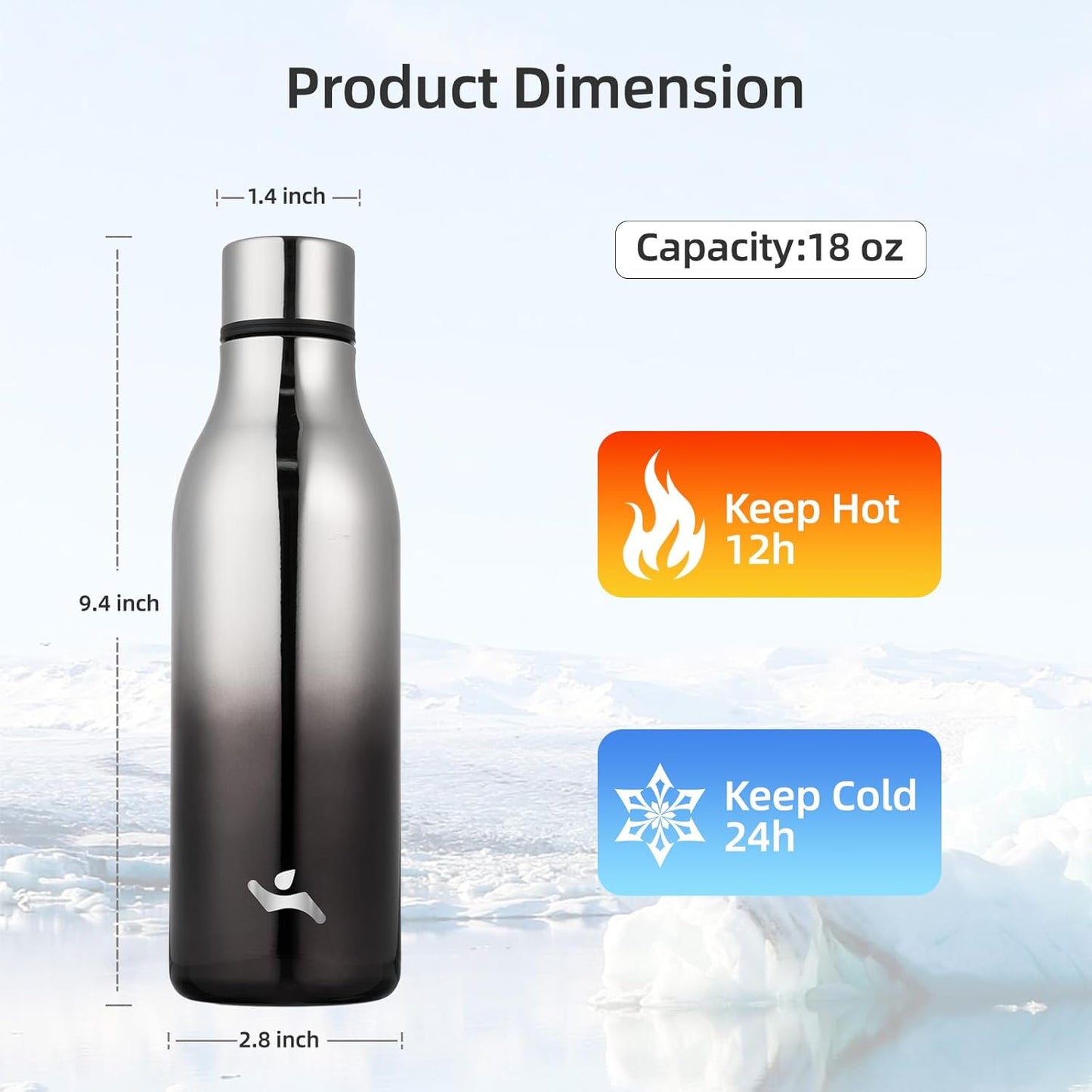 Konokyo Insulated Water Bottle with Strap,18 oz Double Wall Stainless Steel Vacuum Bottles Metal Water Flask,Macaron Green - Colors B