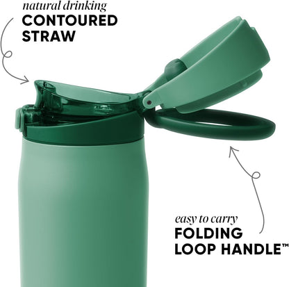Simple Modern Mesa Loop Water Bottle with Covered Straw and Handle | 24oz Cup Holder Friendly Insulated Stainless Steel Bottles for Travel, Sports and School | Iris Sage - Colors A