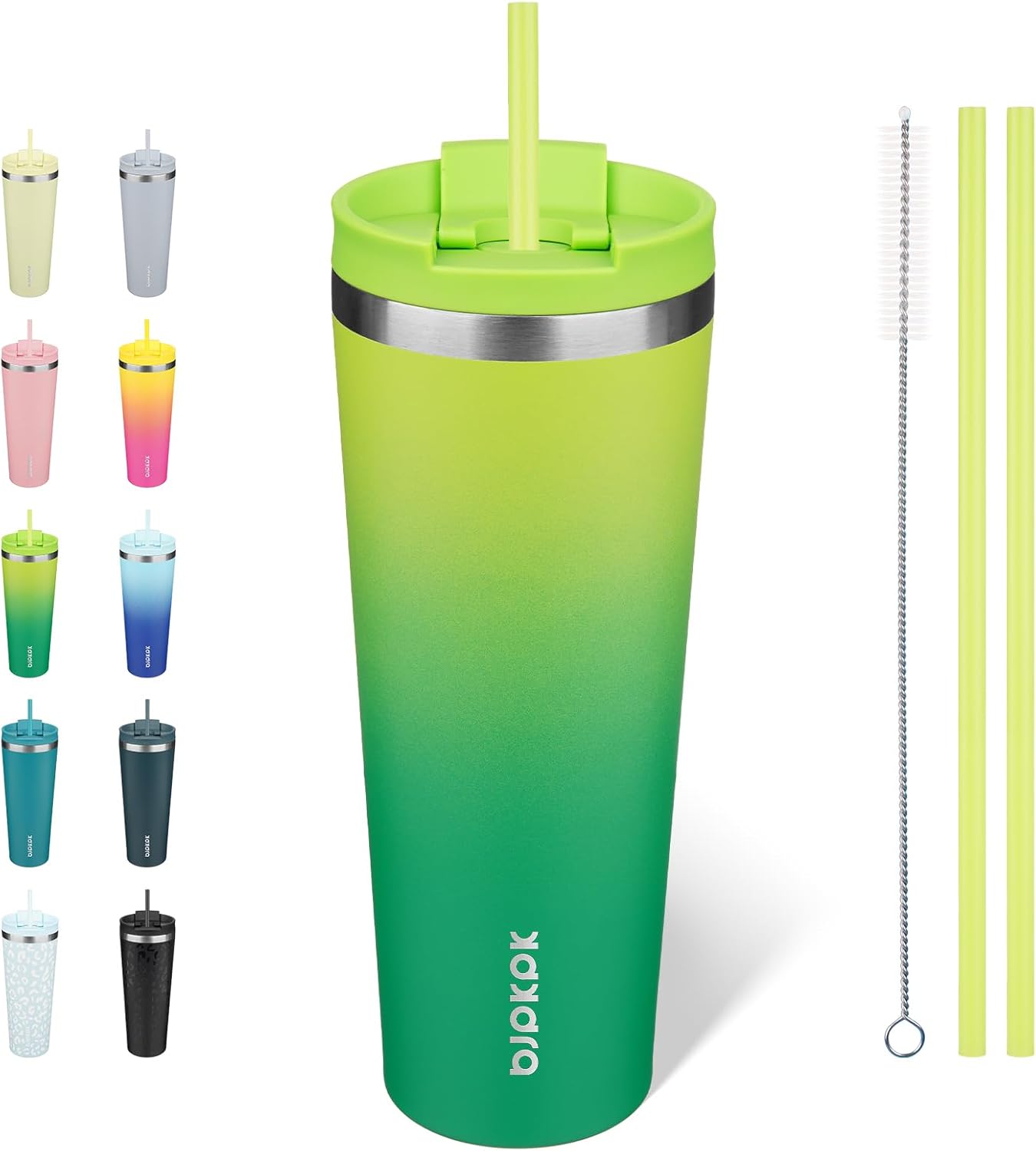BJPKPK 22oz Insulated Tumbler With lid And Straw Stainless Steel Tumblers Travel Coffee Mug Reusable Thermal Cup,Sky