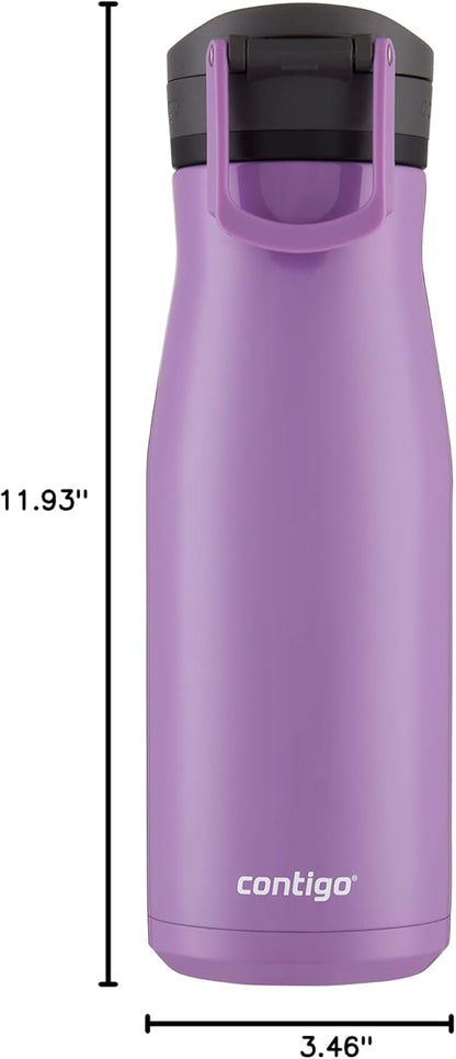 Contigo Jackson Chill 2.0, Vacuum-Insulated Stainless Steel Water Bottle with Secure Lid, Leak-Proof Travel Friendly, 20oz Capacity, Blueberry Color, Keeps Drinks Cold for 12 Hours