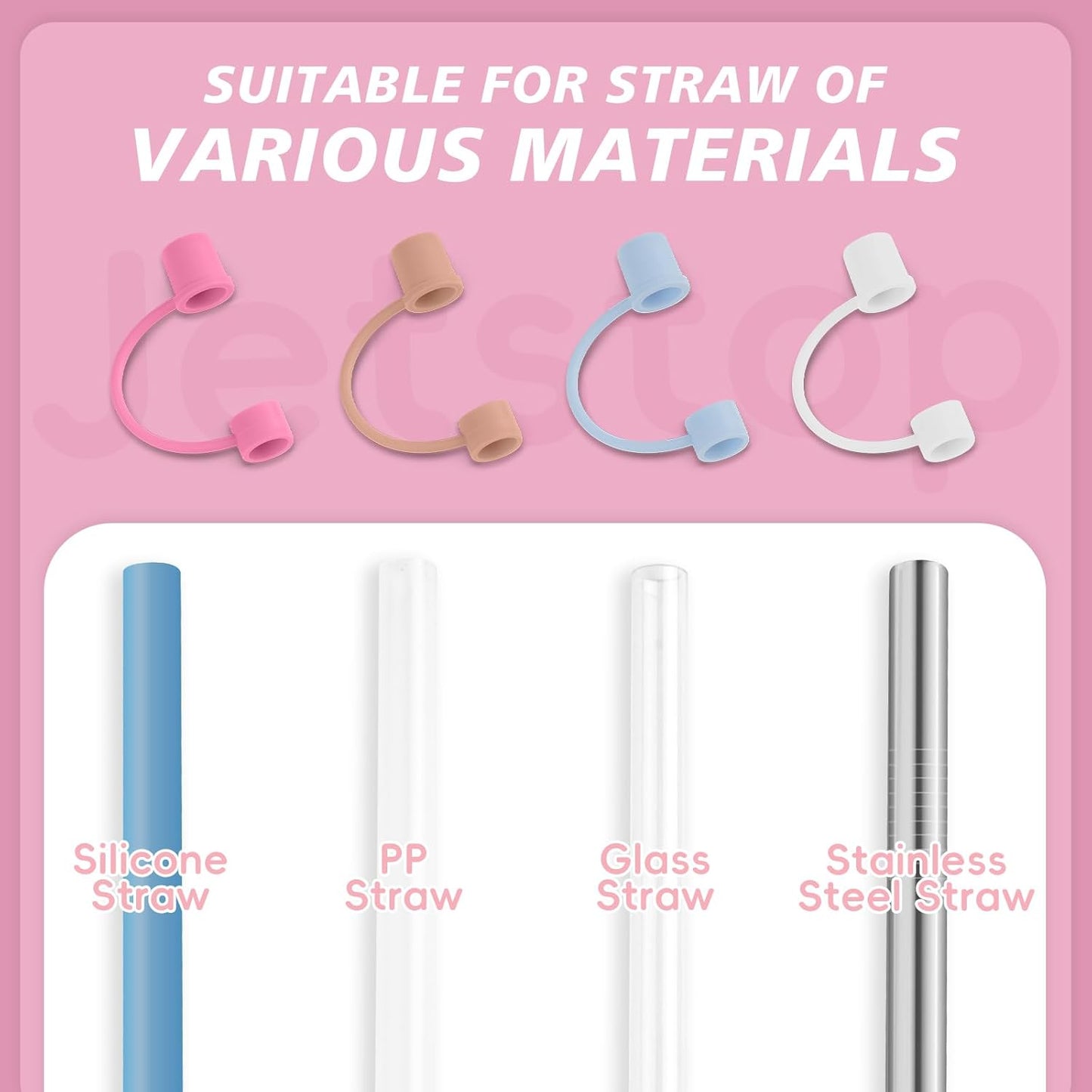 Jetstop Straw Cover Cap for Hydro flask tumblers - Dust Proof 10mm Silicone Stoppers compatible with Hydroflask Press-in Straw Lid