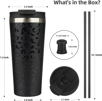 BJPKPK 22oz Insulated Tumbler With lid And Straw Stainless Steel Tumblers Travel Coffee Mug Reusable Thermal Cup,Sky