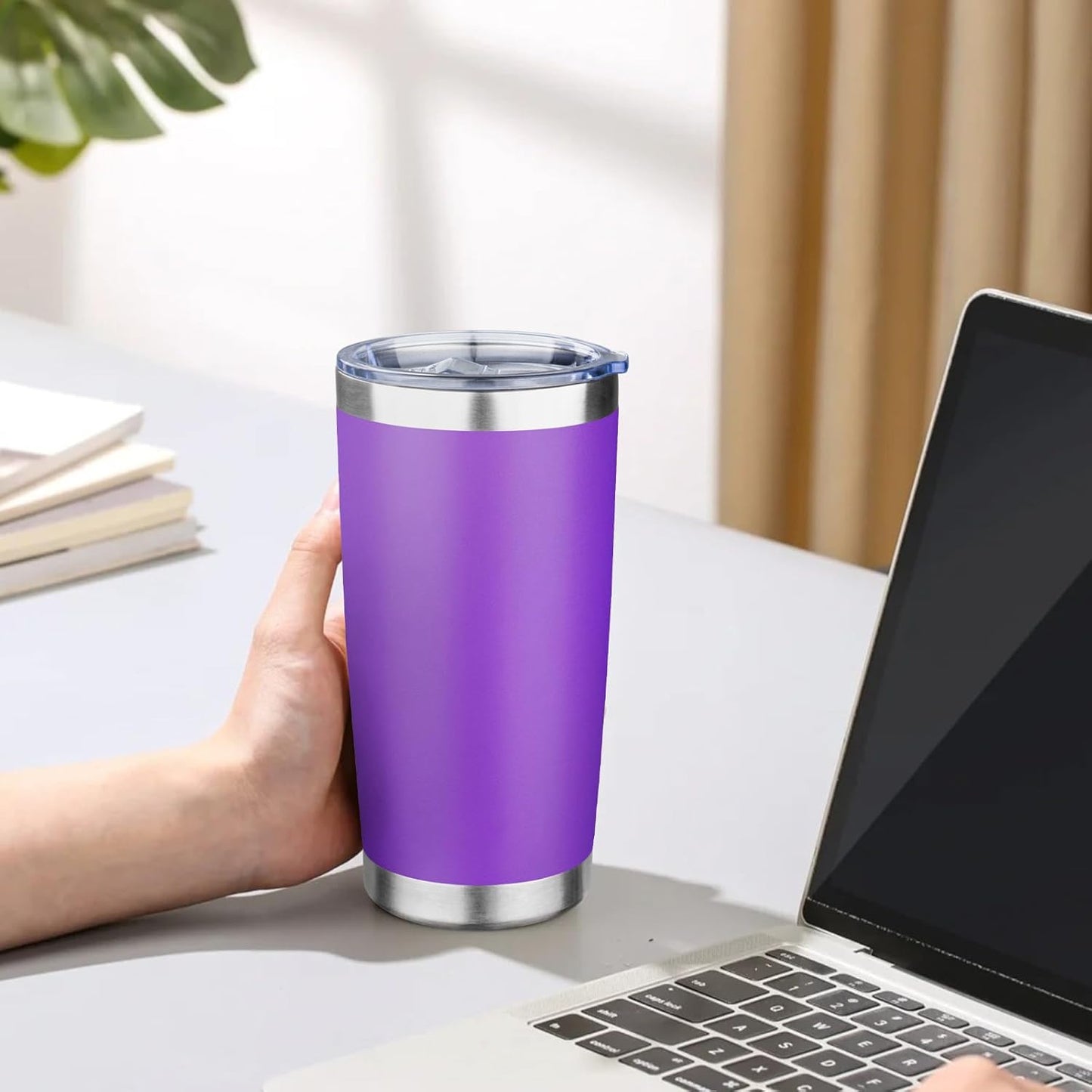 20oz Tumbler with Lid Double Wall Vacuum Insulated Travel Coffee Mug Stainless Steel Thermal Cup Powder Coated Sturdy Coffee Tumbler for Hot and Cold Beverage (Baby blue,1)