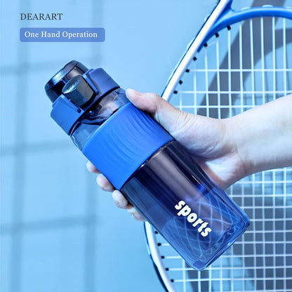 DEARART 24oz Water Bottles with Buckle, 100% Leakproof Anti Slip Silicone Bottle, No Straw Clear Bottle Easy Clean, Suit Sport Office School Travel Gym Yoga for Women Men, Dark Cyan