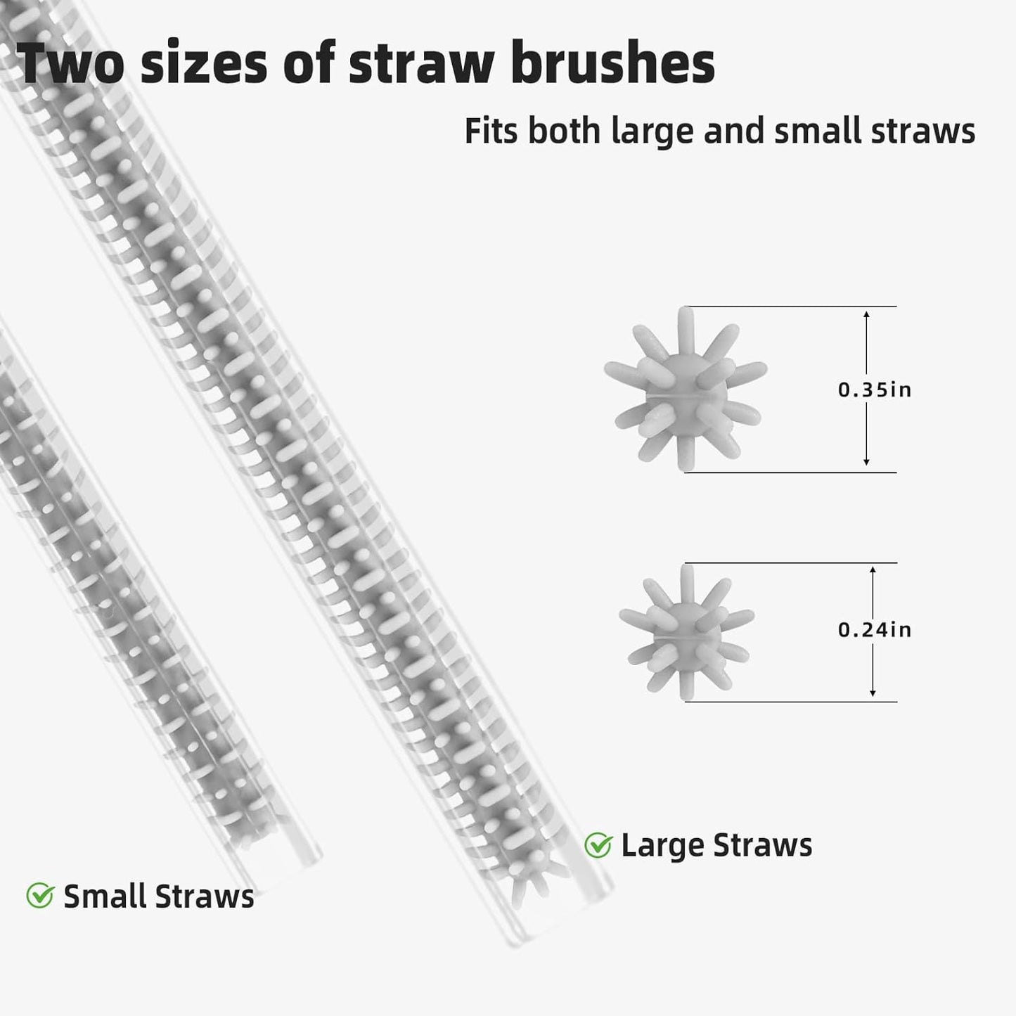 Silicone Straw Cleaner Brush, 4Pcs Reusable Straw Brush Set with Extra-Long Design for Cleaning Thin Metal Straws and Wider Milkshake Straws （6mm+9mm Pink)