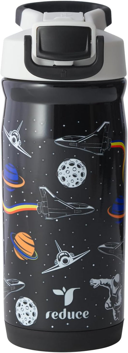 Reduce Hydrate Pro Kids 14oz Stainless Steel Insulated Water Bottle w/Straw – Spill Proof Tumbler for Kids – 30 Hour Cold Retention – Dishwasher Safe Leak-Proof Design - Abstract Flowers