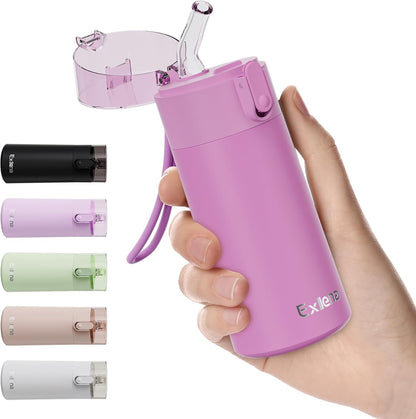 5oz Small Water Bottles with Straw, Mini Water Bottle with One-Hand Open Design, Leak-Proof Locking Lid for Hot&Cold Drinks, Small Travel Water Bottle - 100% Leakproof for School, Travel...(Mint)