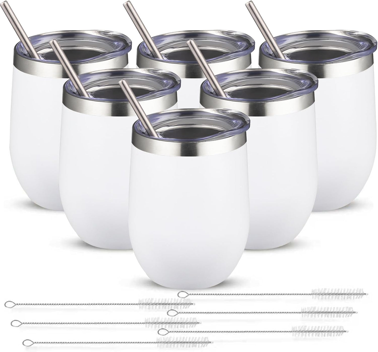 12oz/4 Pack Wine Tumbler Glasses with Lid Stemless Double Wall Vacuum Stainless Steel Travel Tumbler Keeping Cold & Hot for Wine,Coffee,Cocktails,Drinks-Family and Gifts (Multi color-dark)