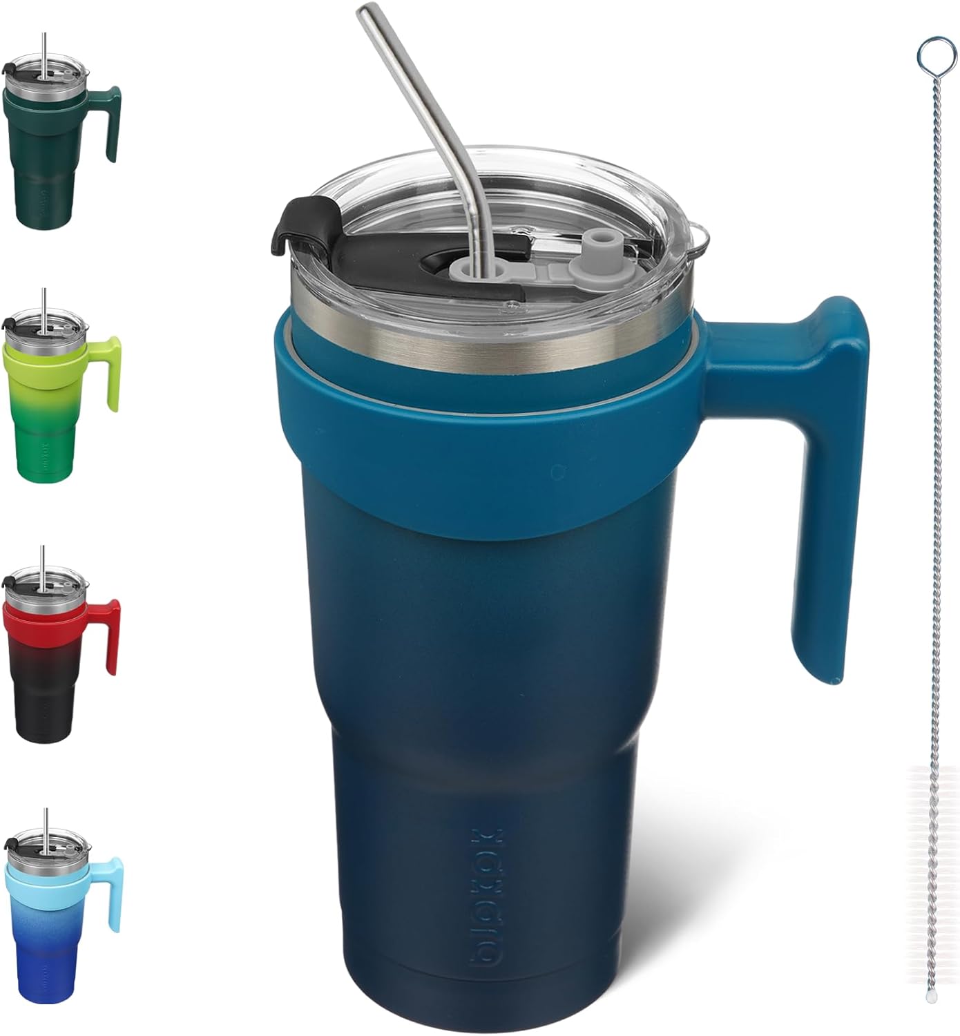 BJPKPK Tumbler With Handle And Straw Lid 40 oz Stainless Steel Insulated Coffee Tumbler Cups For Home, Office or Car,Turquoise