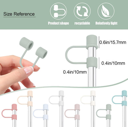 6PCS Silicone Straw Covers Cap Compatible with Stanley Cup 30&40oz Tumbler with Handle 10mm Straw Toppers，Straw Tips Lids Dust-Proof Reusable for Stanley Cup Accessories (White)