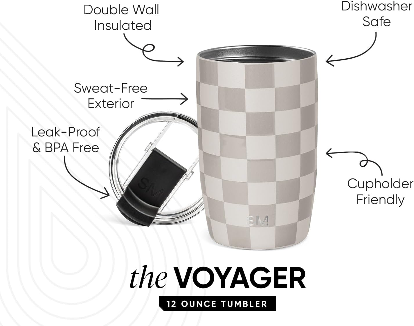Simple Modern Voyager Tumbler with Flip Lid | Travel Coffee Mug | Insulated Stainless Steel Cold Brew Iced or Hot Coffee Cup | Gifts for Women Men Her Him | 16oz, Almond Birch