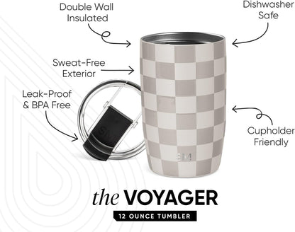 Simple Modern Voyager Tumbler with Flip Lid | Travel Coffee Mug | Insulated Stainless Steel Cold Brew Iced or Hot Coffee Cup | Gifts for Women Men Her Him | 16oz, Almond Birch