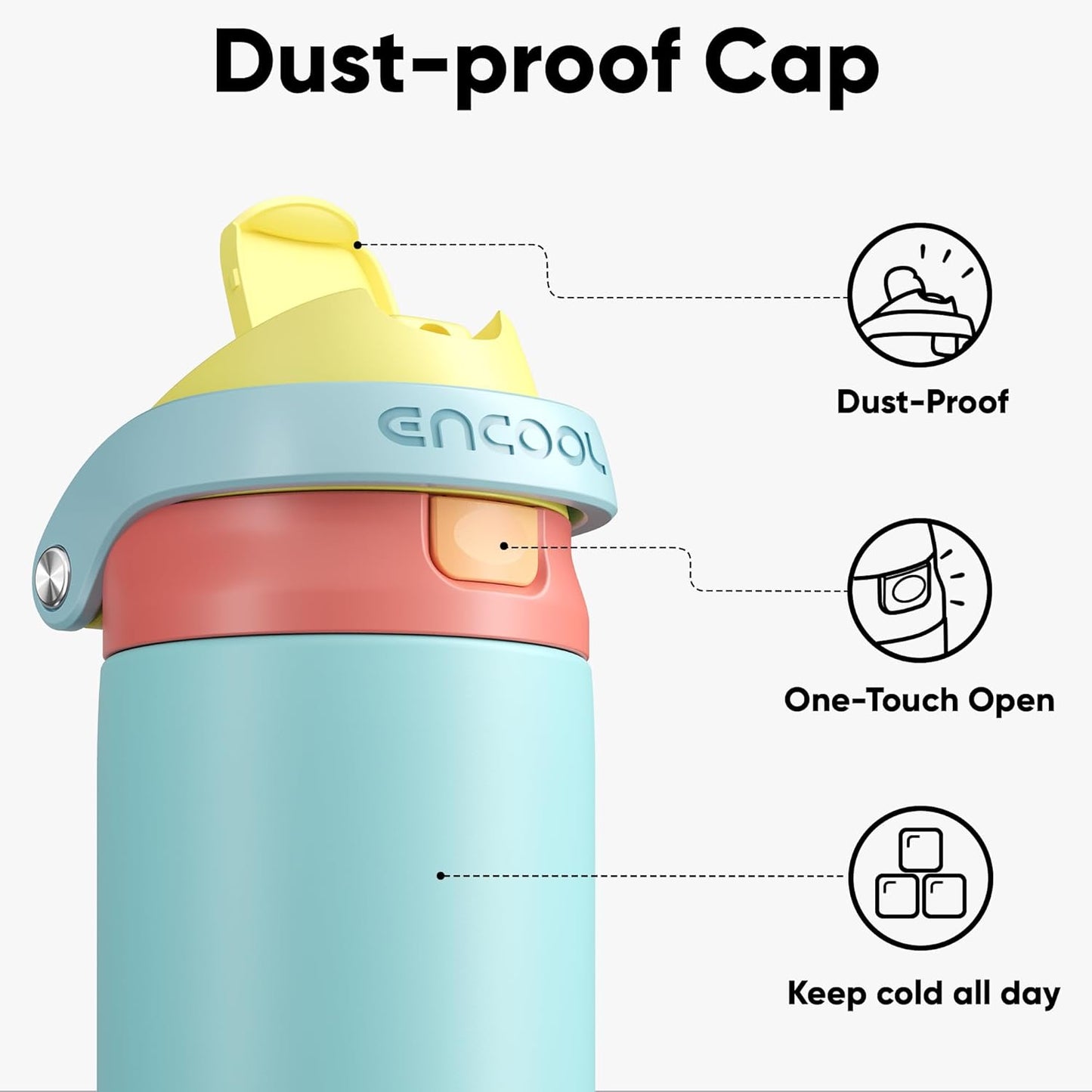 ENCOOL Leakproof Insulated Water Bottle with Straw Dual-Sip Water Bottle Bag-Safe Design for Work, Commute & Gym – Keeps Drinks Cold All Day, 24 oz, Lemonade Pink - Colors A