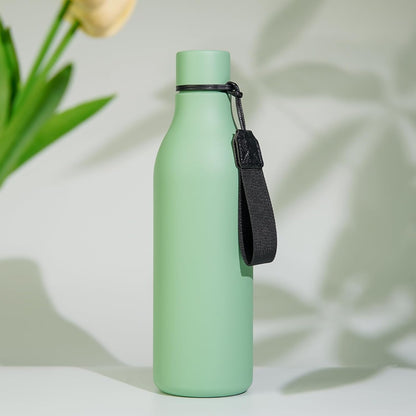 BJPKPK Insulated Water Bottles, 18 oz Stainless Steel Metal Water Bottle with Strap, BPA Free Leak Proof Jugs, Mugs, Flasks, Reusable Thermal Flasks for Sports & Travel, Black - Colors A