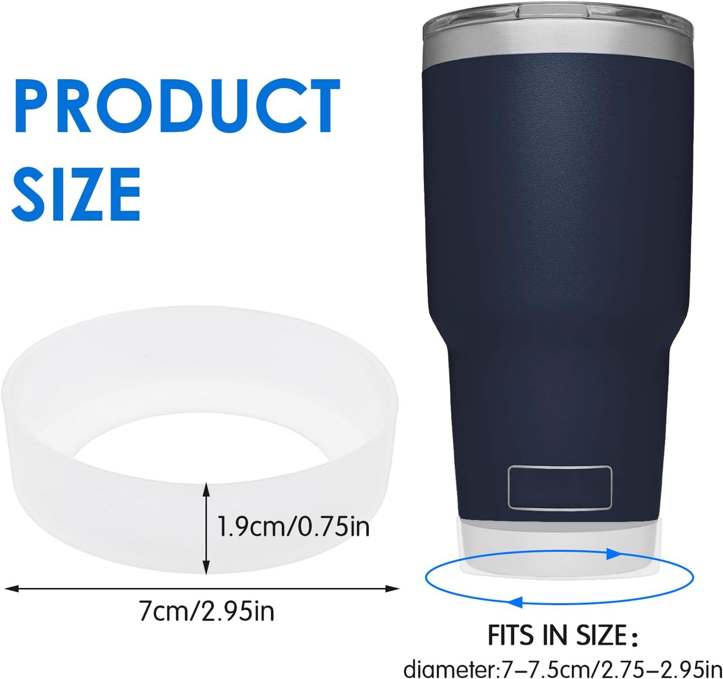 4 PCS Silicone Boot Sleeve for Tumbler 30 oz 20 oz, Water Bottle Bottom Protector, Non-Slip Mug Cup Coaster for 7-7.5cm Bottom of the Insulated Cup