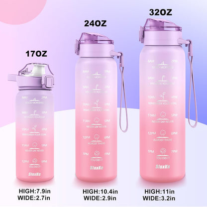 SLUXKE 24oz Insulated Water Bottle 18/10 Stainless Steel with 2Lids(Straw Lid& Spout Lids), 700ml Double Wall Vacuum Water Bottle with Handle Keep Cold and Hot for Men, Women & Kids PURPLE PINK