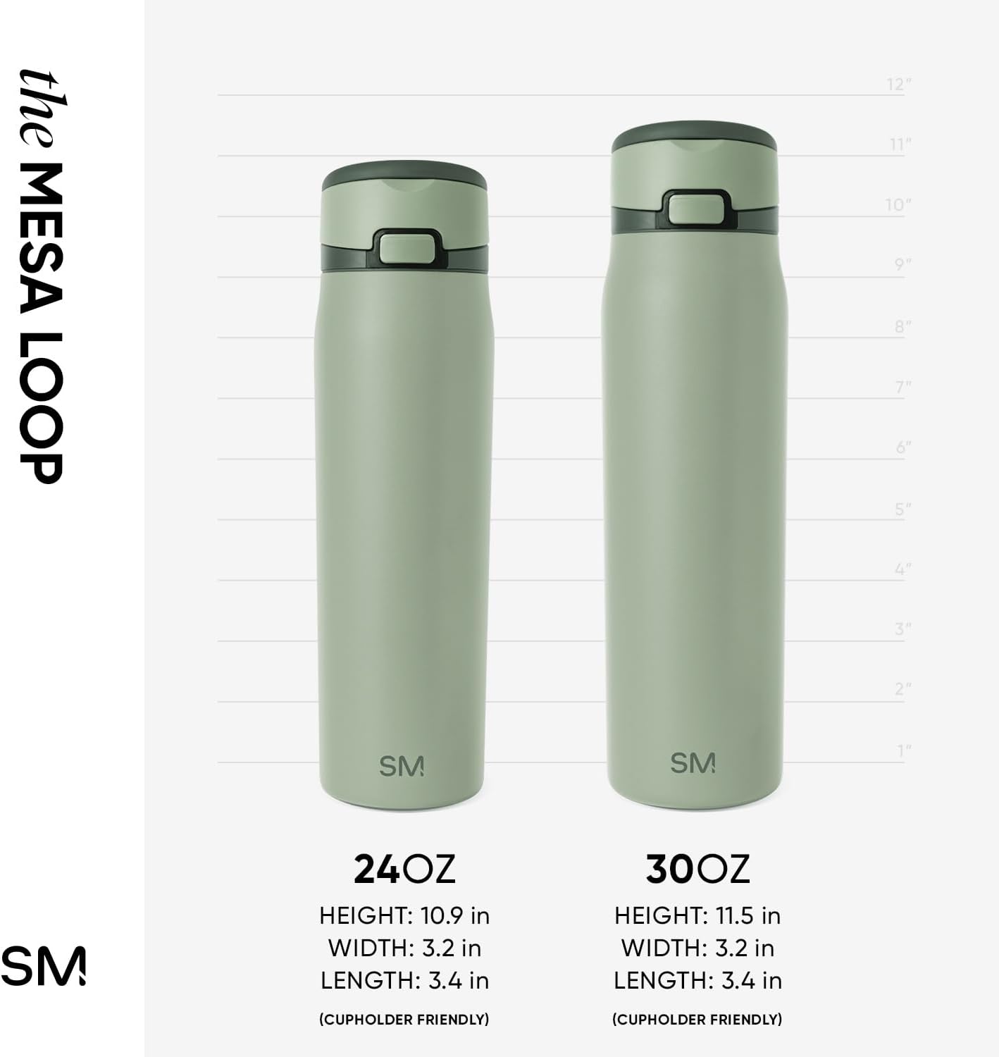 Simple Modern Mesa Loop Water Bottle with Covered Straw and Handle | 24oz Cup Holder Friendly Insulated Stainless Steel Bottles for Travel, Sports and School | Iris Sage - Colors A