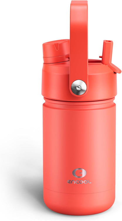 ENCOOL Insulated Water Bottle with Straw Stainless Steel Water Bottle, Leak-Proof, BPA-Free, Double Wall Vacuum Keeps Cold for 24 Hours for Sports, Travel, School (26 oz, Cotton Candy) - Colors D