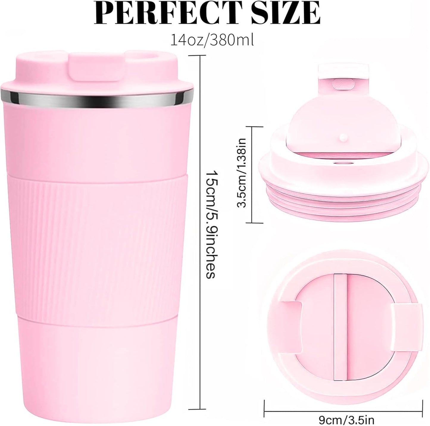 YINBAOGE Insulated Travel Coffee Mug, Spill & Leak Proof, Portable To Go Camping Stainless Steel Coffee Tumbler, Reusable Thermal Coffee Cup with Lid for Hot & Cold Drinks (Black, 12 OZ)