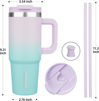 BJPKPK 30oz Stainless Steel Insulated Tumbler With Handle And Lid Straw Travel Coffee Mug Thermal Cup,Black