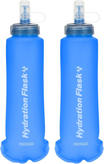 TRIWONDER Handheld Water Bottle for Running, Quick Grip Chill 17 oz Handheld Soft Water Bottle with Hand Strap Hydration Pack, BPA Sport Soft Flask (Blue)