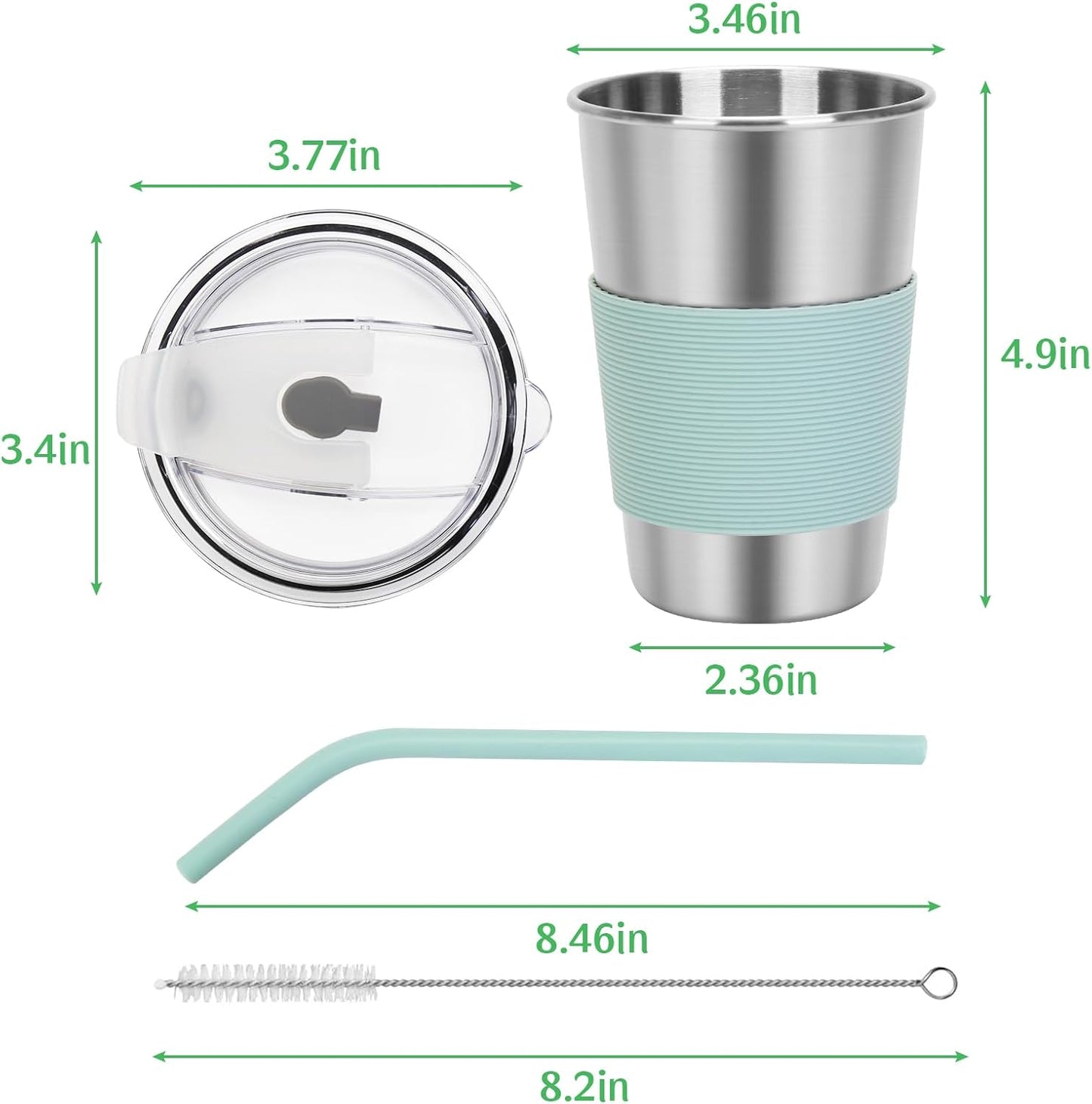 Water Tumbler with Lids, 6 Pack Stainless Steel Spill Proof Reusable Stacking 16oz Drinking Cups with Lids for Kids and Adults