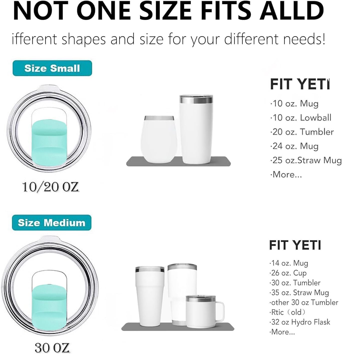 Replacement Magnetic Lid Slider,Compatible with YETI Lid 10oz, 14oz, 16oz, 20oz, 26oz, 30oz,Magnetic Spill Proof Tumbler Cover(4 Packs)